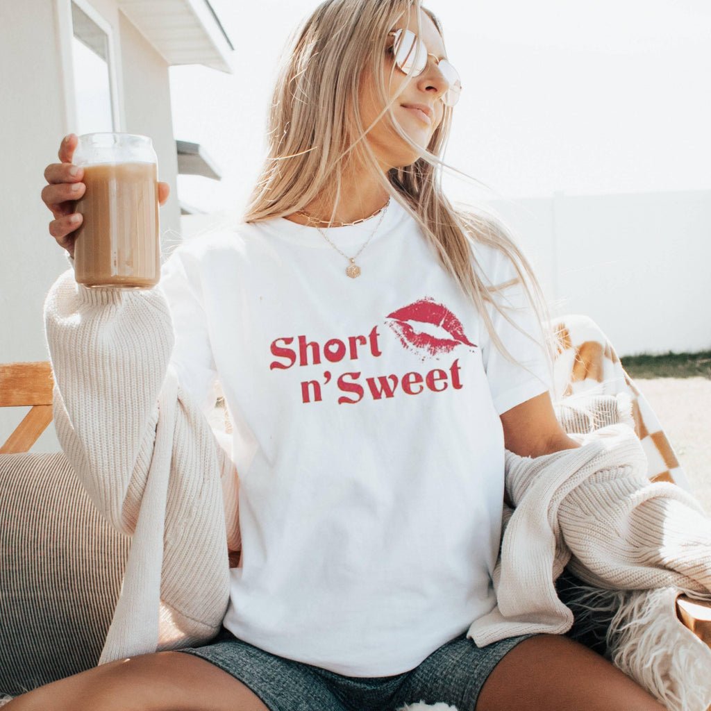 Short N Sweet Shirt, Funny Flirty Retro Lip Graphic Tee
