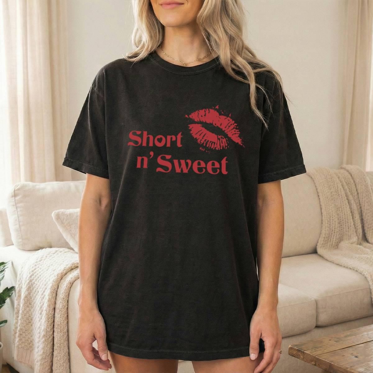 Short N Sweet Shirt, Funny Flirty Retro Lip Graphic Tee