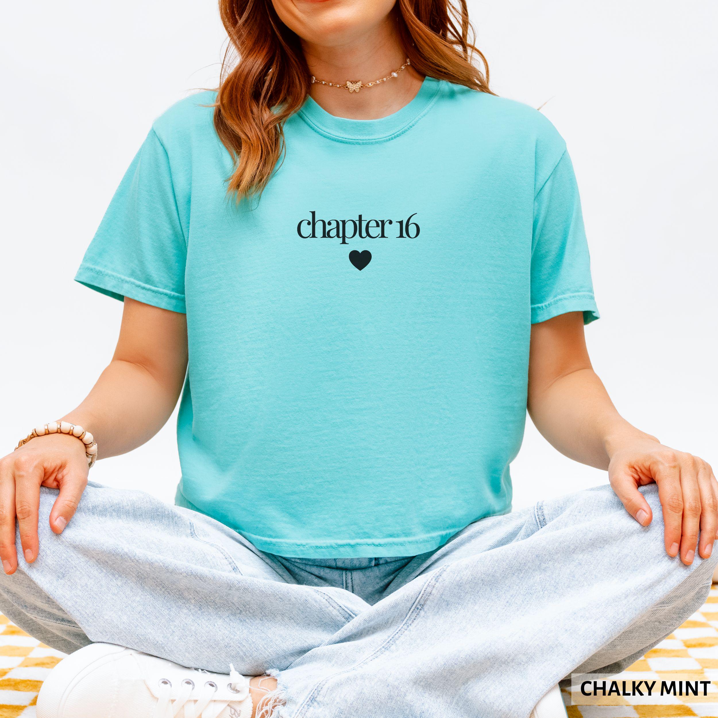 Custom Sweet 16 Shirt 16th Birthday Gift For Teen Girl Comfort Colors Boxy Tee Crop Top Book Lover Tee Personalized Chapter 16 Party Shirt