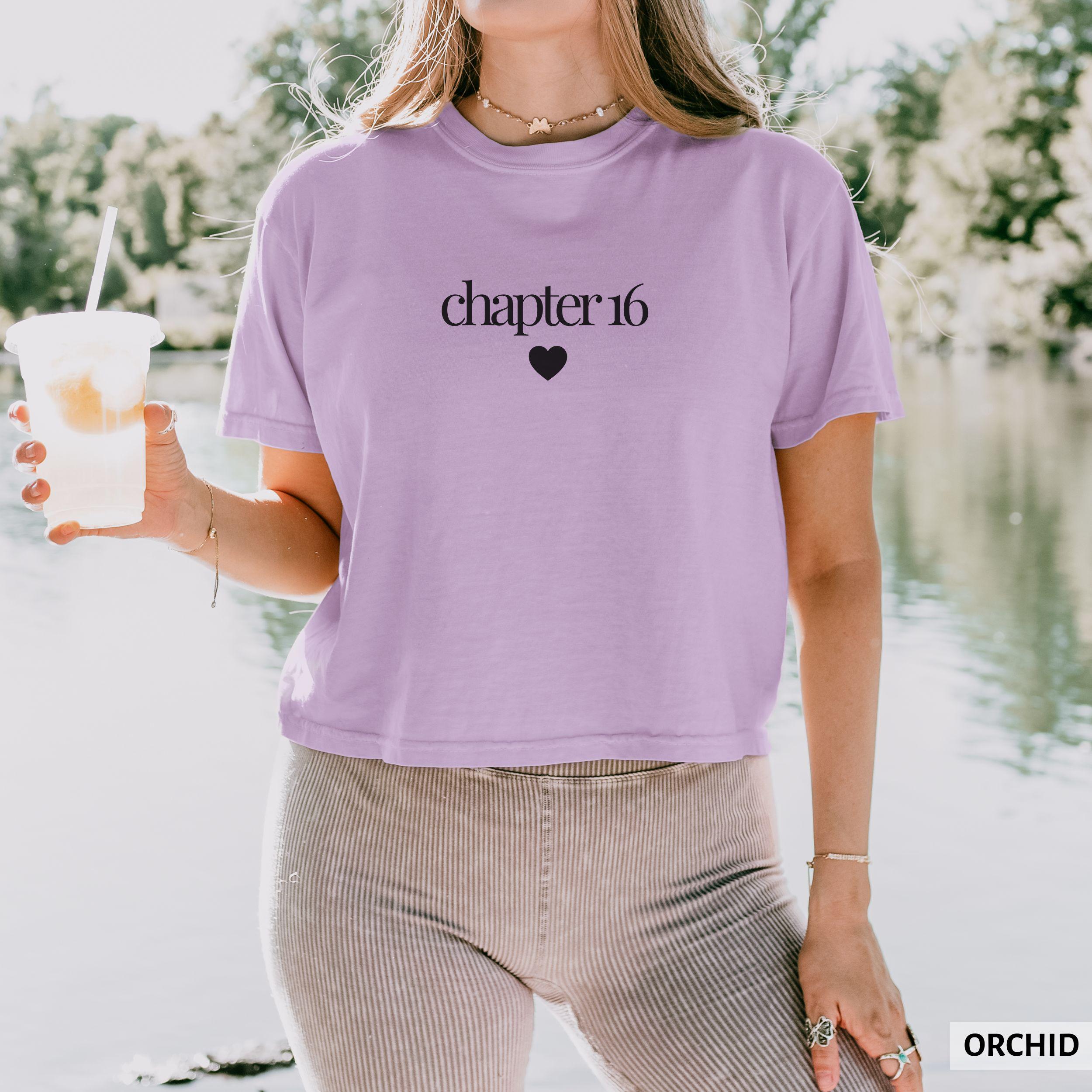 Custom Sweet 16 Shirt 16th Birthday Gift For Teen Girl Comfort Colors Boxy Tee Crop Top Book Lover Tee Personalized Chapter 16 Party Shirt