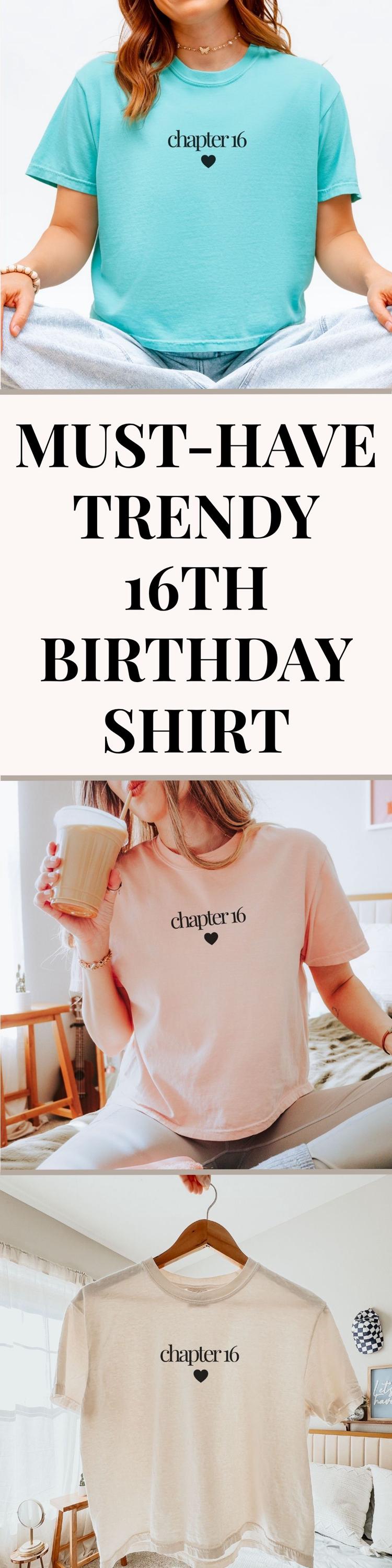 Custom Sweet 16 Shirt 16th Birthday Gift For Teen Girl Comfort Colors Boxy Tee Crop Top Book Lover Tee Personalized Chapter 16 Party Shirt