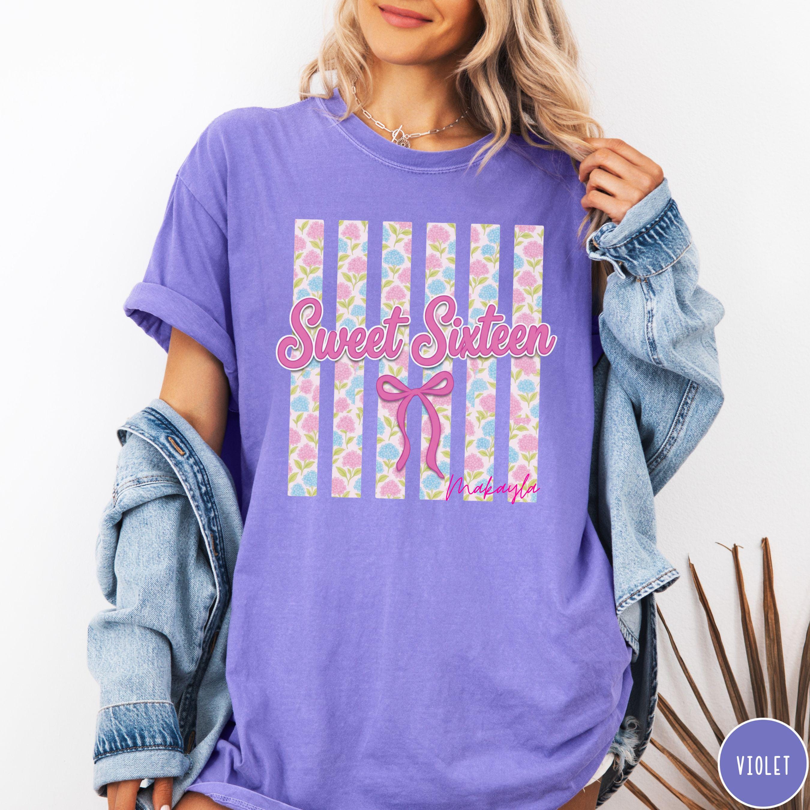 16 Birthday Girl T shirt, Trendy Sweet Sixteen girl trending gift, birthday party t shirt custom name, Personalized tee 16th birthday