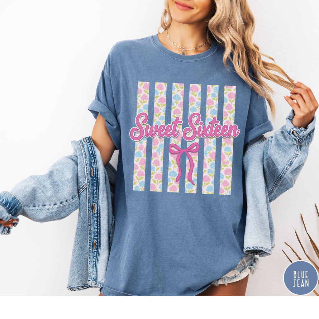 16 Birthday Girl T shirt, Trendy Sweet Sixteen girl trending gift, birthday party t shirt custom name, Personalized tee 16th birthday