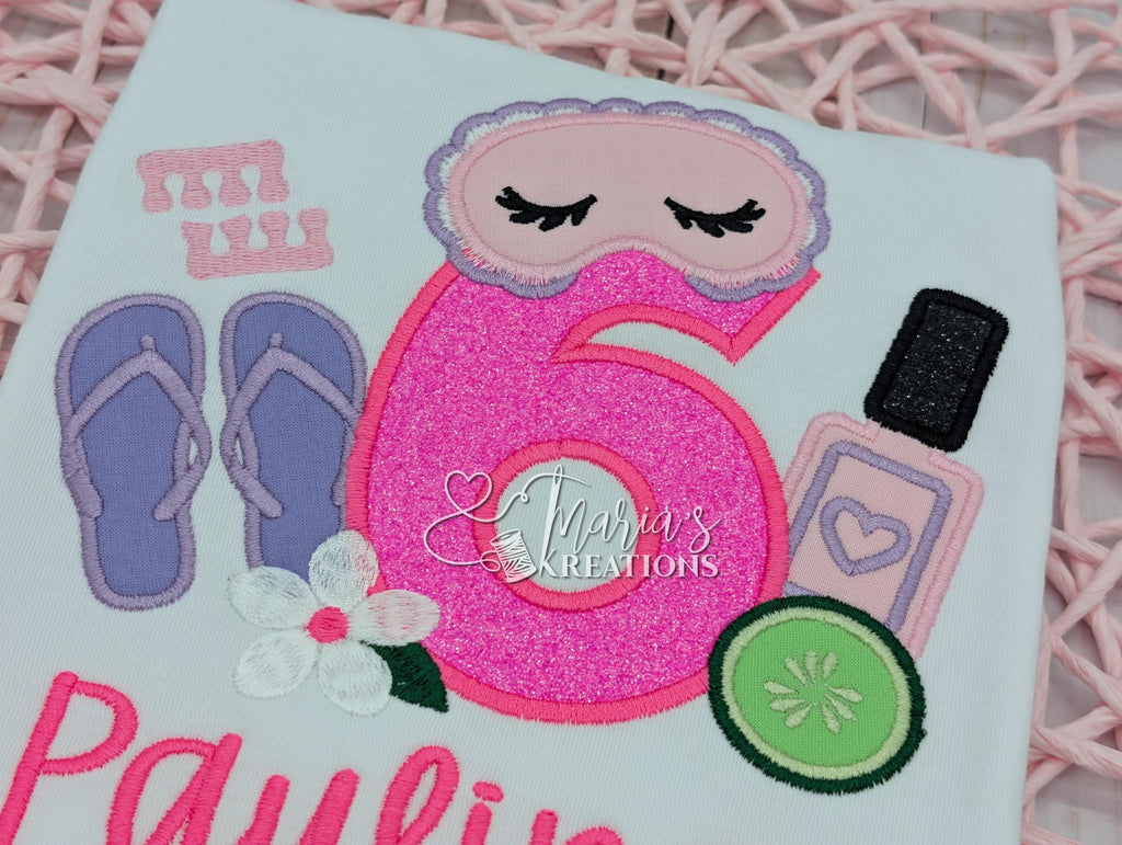 Spa Birthday Shirt for Girls | Personalized Spa Party Birthday Shirt | Sleep Mask Birthday T-shirt