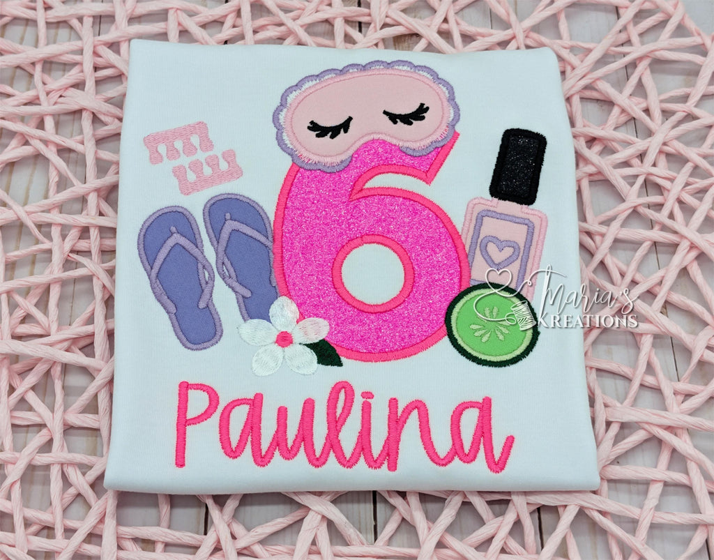 Spa Birthday Shirt for Girls | Personalized Spa Party Birthday Shirt | Sleep Mask Birthday T-shirt