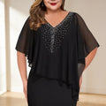 Elegant Plus Size Chiffon Bodycon Dress for Women, Summer Party Midi Dress, Casual Banquet Dress, Chic Daily Wear Outfit